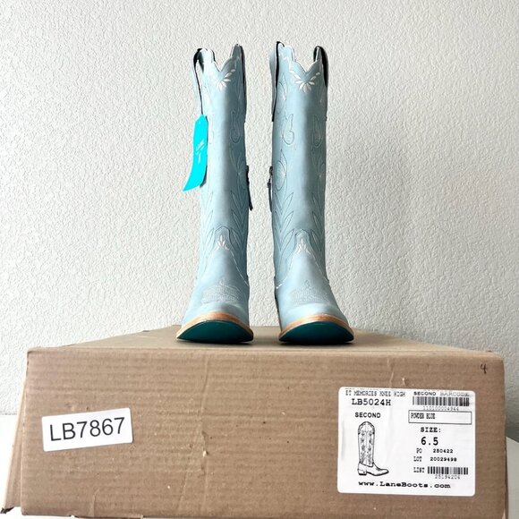 Lane SWEET MEMORIES Knee High Womens Cowboy Boots 6.5 Light Blue Cowgirl Western - Picture 12 of 13